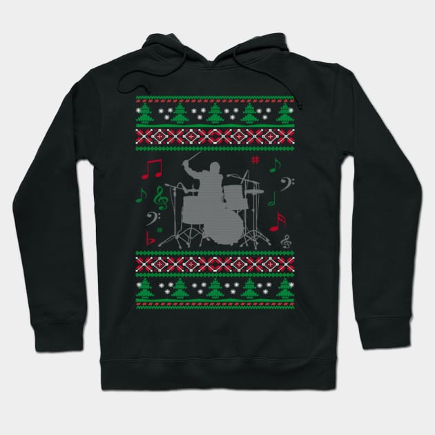 Drums Ugly Christmas Sweater Hoodie by uglygiftideas